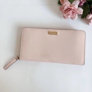 Kate Spade Pink Saffiano Leather Zip Around Wallet